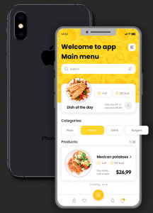 delivery app main menu, main menu design, UI/UX design