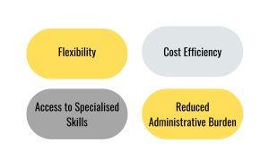 team augmentation benefits, Flexibility, Cost Efficiency, Access to Specialised Skills, Reduced Administrative Burden