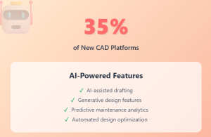 Custom Plugins for Oil & Gas CAD Platforms, AI/ML Integration. Around 35 % of new CAD platforms now embed AI-assisted drafting or generative design features. In oil & gas software, AI‑driven analytics and predictive maintenance are key growth drivers.