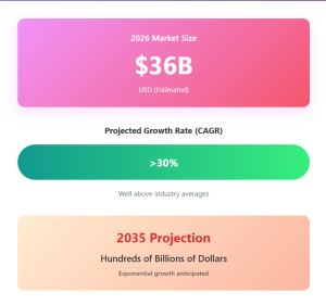 Digital Twins, Market Landscape and Growth Prospects in 2026, Market Size & Growth, The global digital twin technology market in 2026 is estimated at USD ~36 billion, with projections suggesting exponential growth into the next decade, driven by the integration of AI, advanced analytics, and ubiquitous IoT connectivity.
Some forecasts anticipate the digital twin market reaching hundreds of billions of dollars by 2035, with compound annual growth rates (CAGR) well above industry averages (e.g., >30 % in some scenarios).
