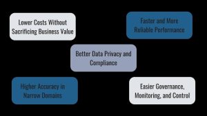Small LLMs, Why Businesses Are Moving Toward Smaller Models, Lower Costs Without Sacrificing Business Value, Faster and More Reliable Performance,  Better Data Privacy and Compliance, Higher Accuracy in Narrow Domains, Easier Governance, Monitoring, and Control